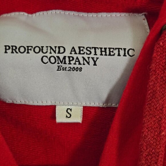 Profound Aesthetic Red Zip-Up Logo Hoodie With Pockets  Size S - Picture 8 of 10
